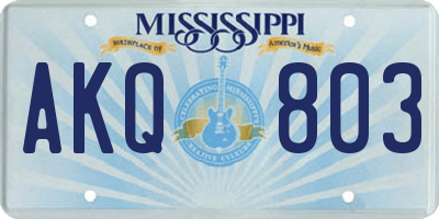 MS license plate AKQ803