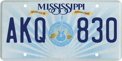 MS license plate AKQ830