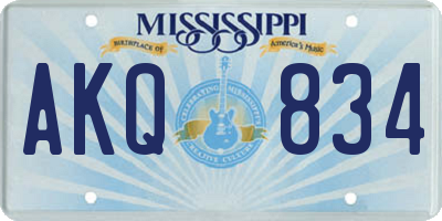 MS license plate AKQ834