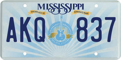MS license plate AKQ837
