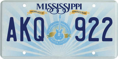 MS license plate AKQ922