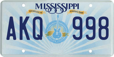 MS license plate AKQ998
