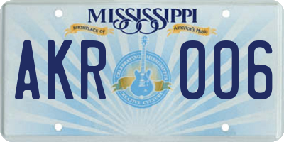 MS license plate AKR006