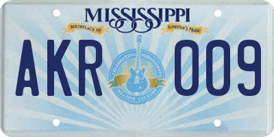 MS license plate AKR009
