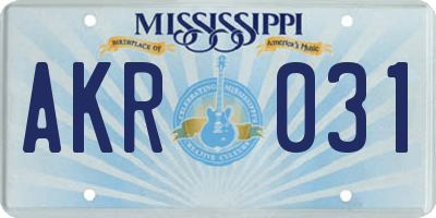 MS license plate AKR031