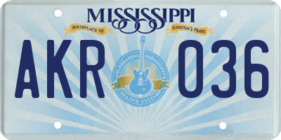 MS license plate AKR036