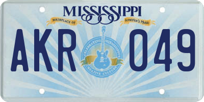MS license plate AKR049
