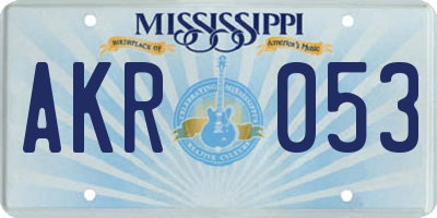 MS license plate AKR053