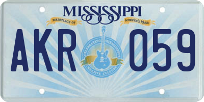 MS license plate AKR059