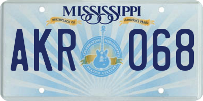 MS license plate AKR068