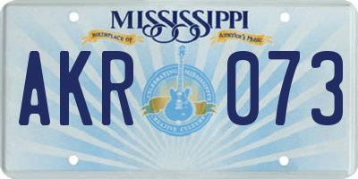 MS license plate AKR073
