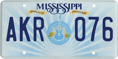MS license plate AKR076