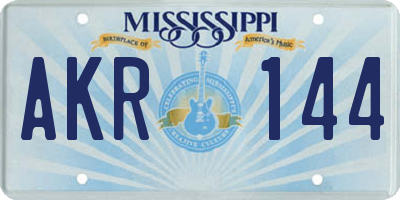 MS license plate AKR144