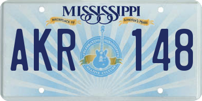 MS license plate AKR148