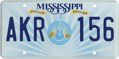 MS license plate AKR156
