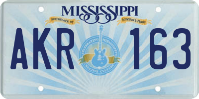 MS license plate AKR163
