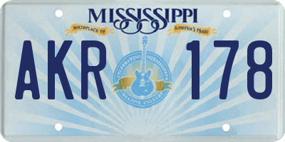 MS license plate AKR178