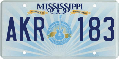 MS license plate AKR183