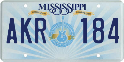 MS license plate AKR184