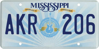 MS license plate AKR206