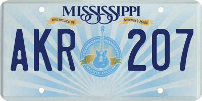 MS license plate AKR207