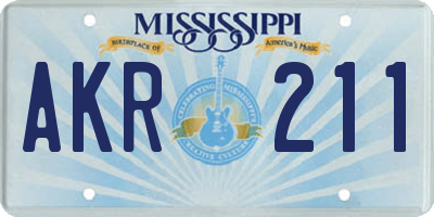 MS license plate AKR211