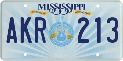 MS license plate AKR213