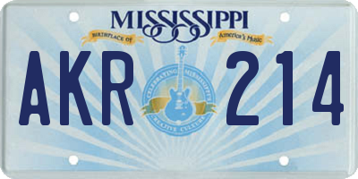 MS license plate AKR214