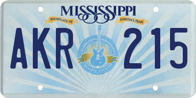 MS license plate AKR215