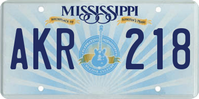 MS license plate AKR218