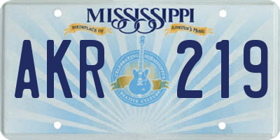 MS license plate AKR219