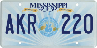 MS license plate AKR220