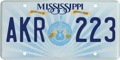 MS license plate AKR223