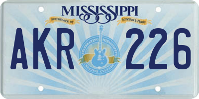 MS license plate AKR226