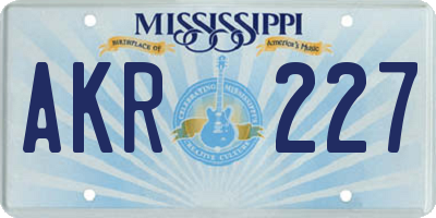 MS license plate AKR227
