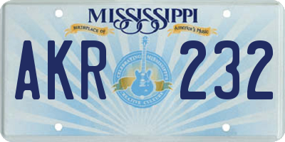 MS license plate AKR232