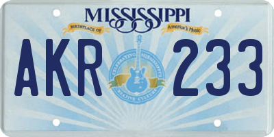 MS license plate AKR233