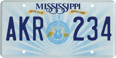 MS license plate AKR234