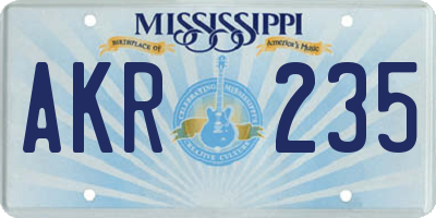 MS license plate AKR235