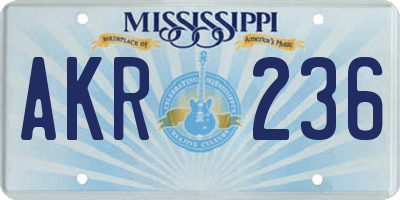 MS license plate AKR236