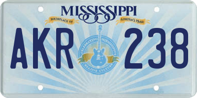 MS license plate AKR238