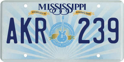 MS license plate AKR239