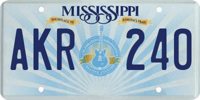 MS license plate AKR240