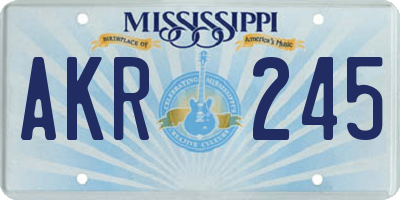 MS license plate AKR245