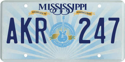 MS license plate AKR247