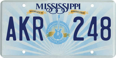 MS license plate AKR248
