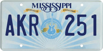 MS license plate AKR251