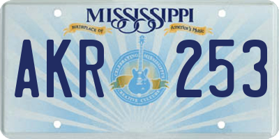 MS license plate AKR253