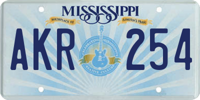 MS license plate AKR254