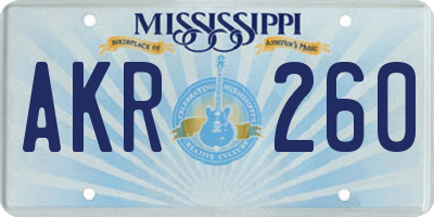 MS license plate AKR260